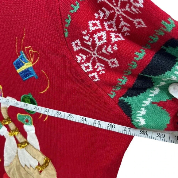 33 Degrees 3XL Merry Bright Ugly Christmas Sweater Cat Boots Embellished Holiday - Picture 11 of 13
